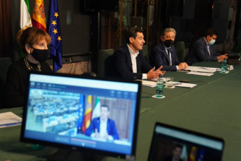 Enric Millo junto al presidente Juanma Moreno en el Comité Europeo de las regiones