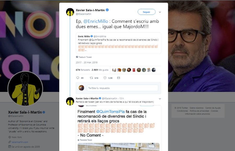 Por qué he bloqueado a Xavier Sala i Martín en Twitter