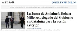 2019-30-04. El País. El Ejecutivo andaluz nombra a Enric Millo nuevo secretario general de Acción Exterior