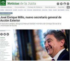 2019-30-04. Junta de Andalucía. José Enrique Millo nuevo secretario general de Acción Exterior