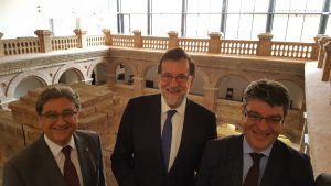 Rajoy inaugura el Parador de Turismo de Lleida junto al Ministro Álvaro Nadal y el Delegado del Gobierno en Cataluña J. Enrique Millo.